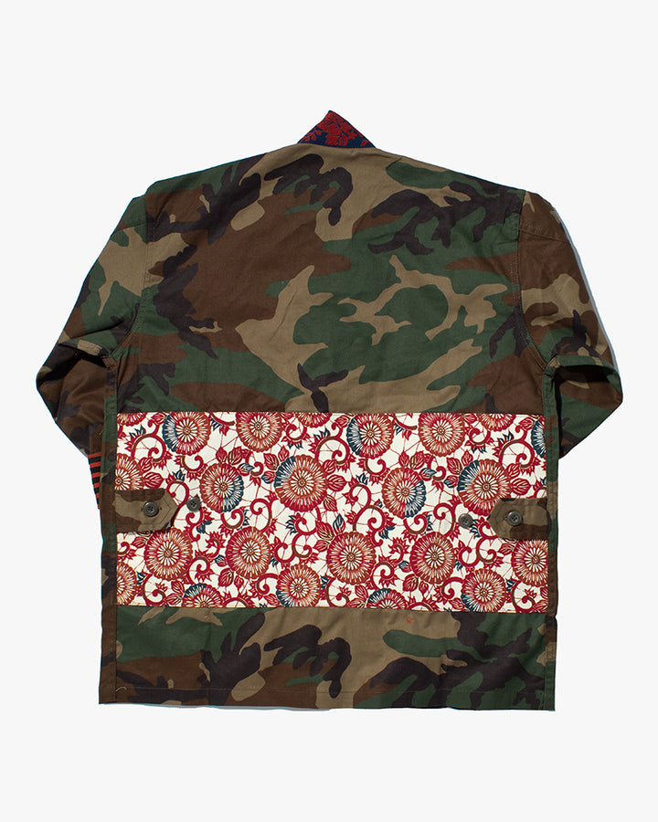 Kiriko Custom Military Jacket, Camo Patched, Kiku-Karakusa