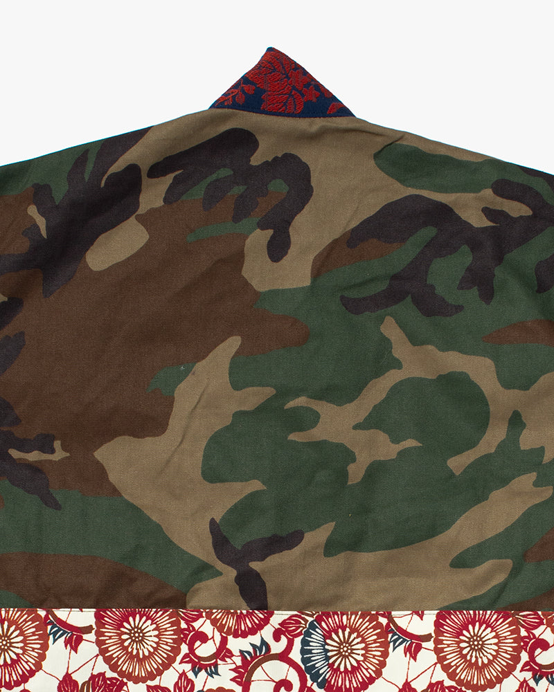 Kiriko Custom Military Jacket, Camo Patched, Kiku-Karakusa