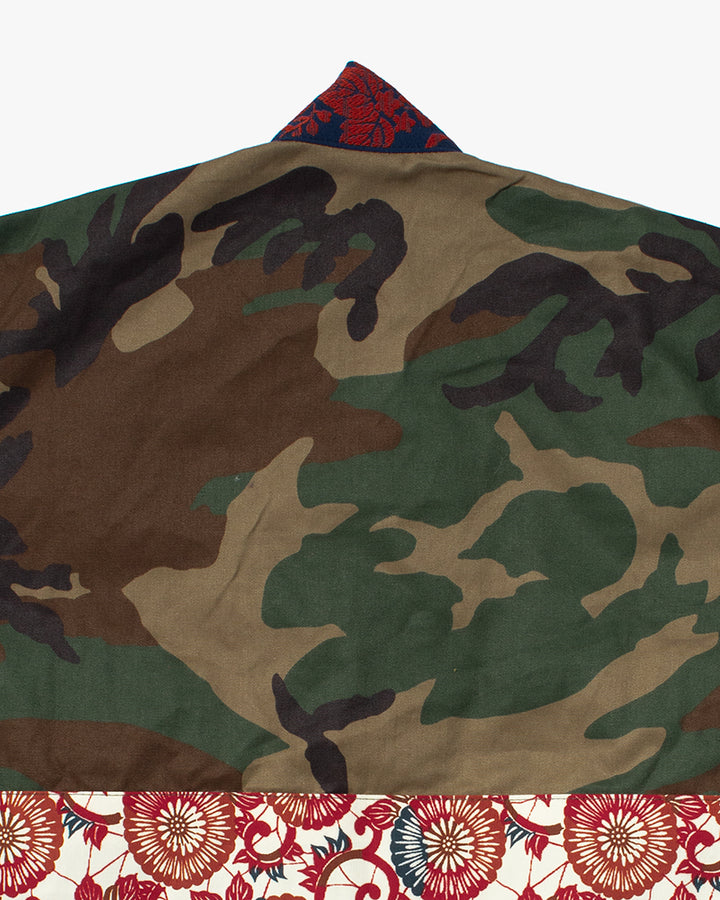 Kiriko Custom Military Jacket, Camo Patched, Kiku-Karakusa
