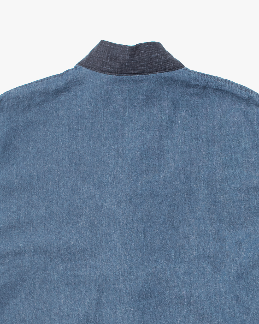 Kiriko Original Two Tone Denim Jacket, Mandarin Style, Light Indigo with Dark Indigo
