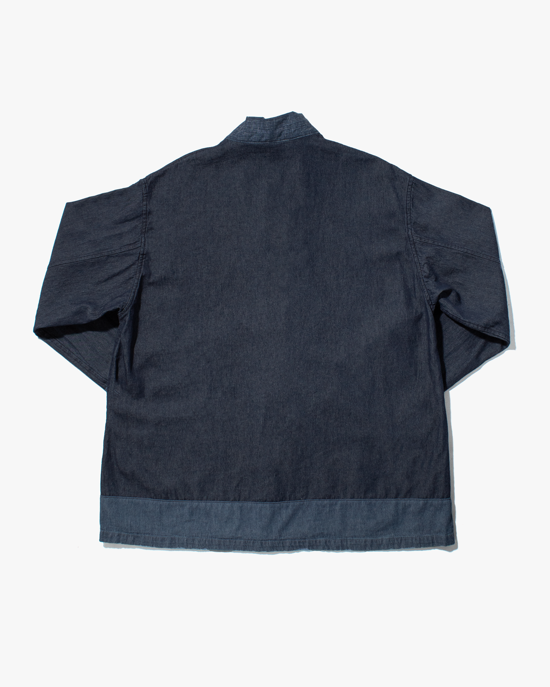 Kiriko Original Two Tone Denim Jacket, Mandarin Style, Dark Indigo with Light Indigo