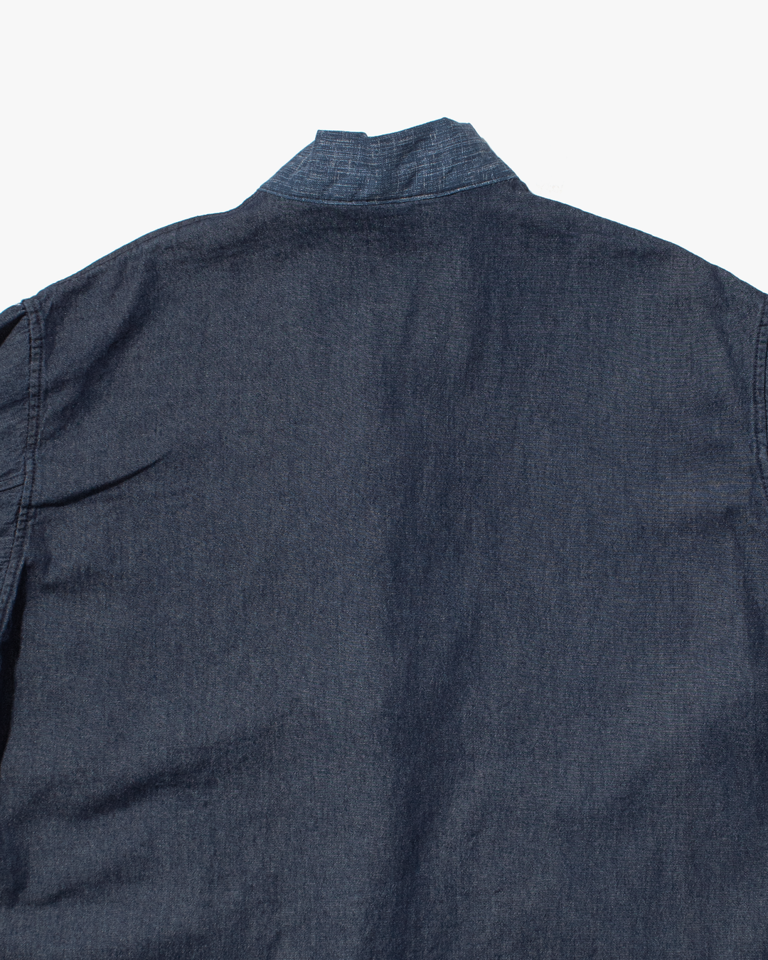 Kiriko Original Two Tone Denim Jacket, Mandarin Style, Dark Indigo with Light Indigo