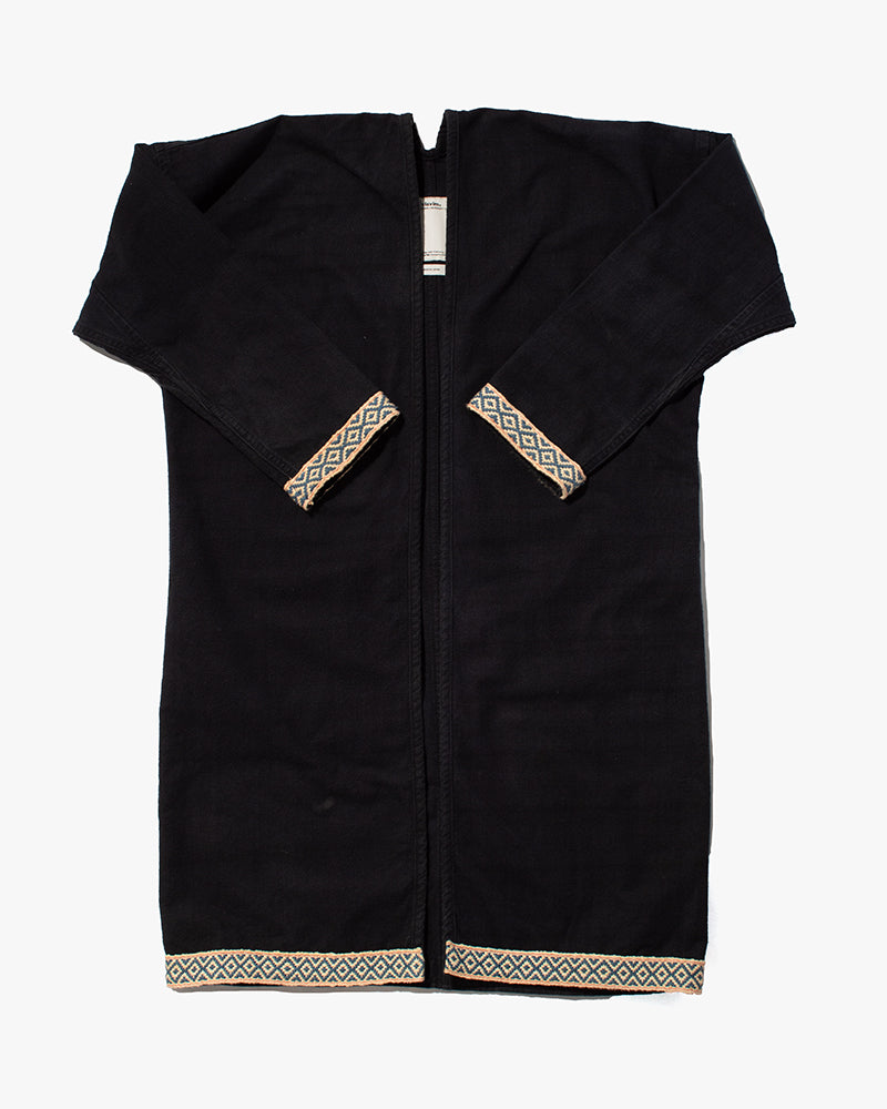 Japanese Repro Noragi-Style Jacket, Cubism, Black with Diamond Embroidered Details - S