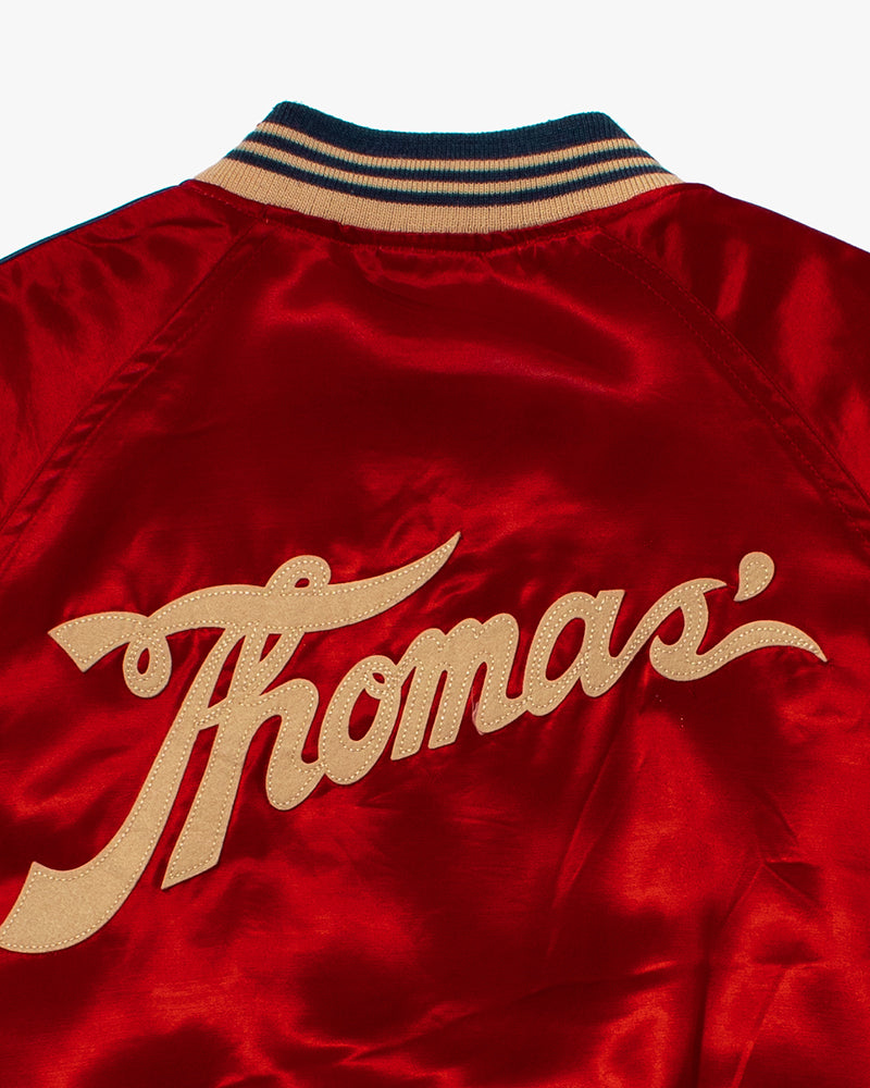 Japanese Repro Varsity Letterman Jacket, H.S.T., Red Thomas- M