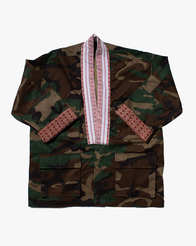 Kiriko Custom Military Jacket, Camo Patched, Pheasant