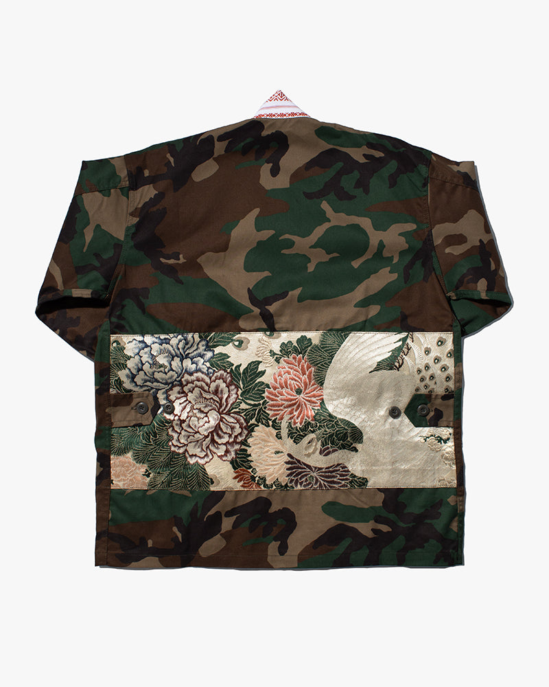 Kiriko Custom Military Jacket, Camo Patched, Pheasant