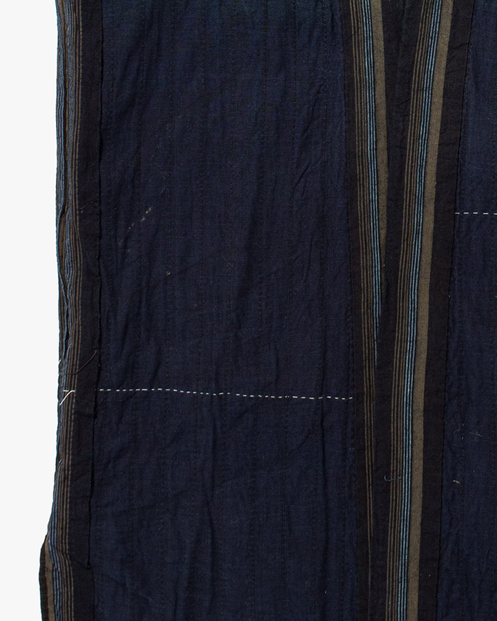 Vintage Noragi Jacket, Partially Sashiko Stitched, Indigo with Blue and Gray Stripes