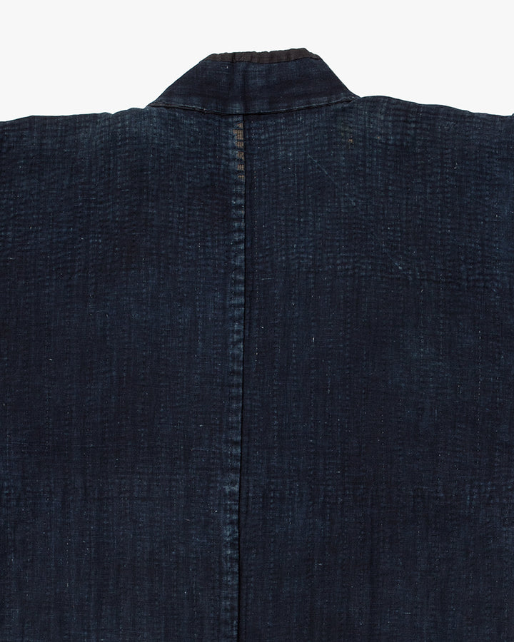 Vintage Noragi Jacket, Fully Sashiko Stitched, Indigo with Striped Sleeves