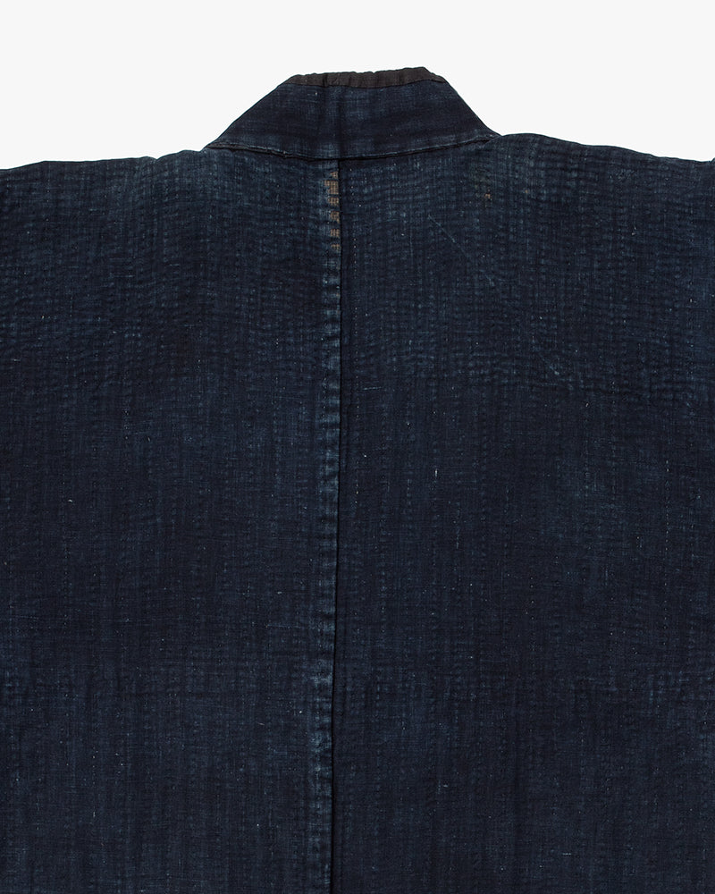 Vintage Noragi Jacket, Fully Sashiko Stitched, Indigo with Striped Sleeves