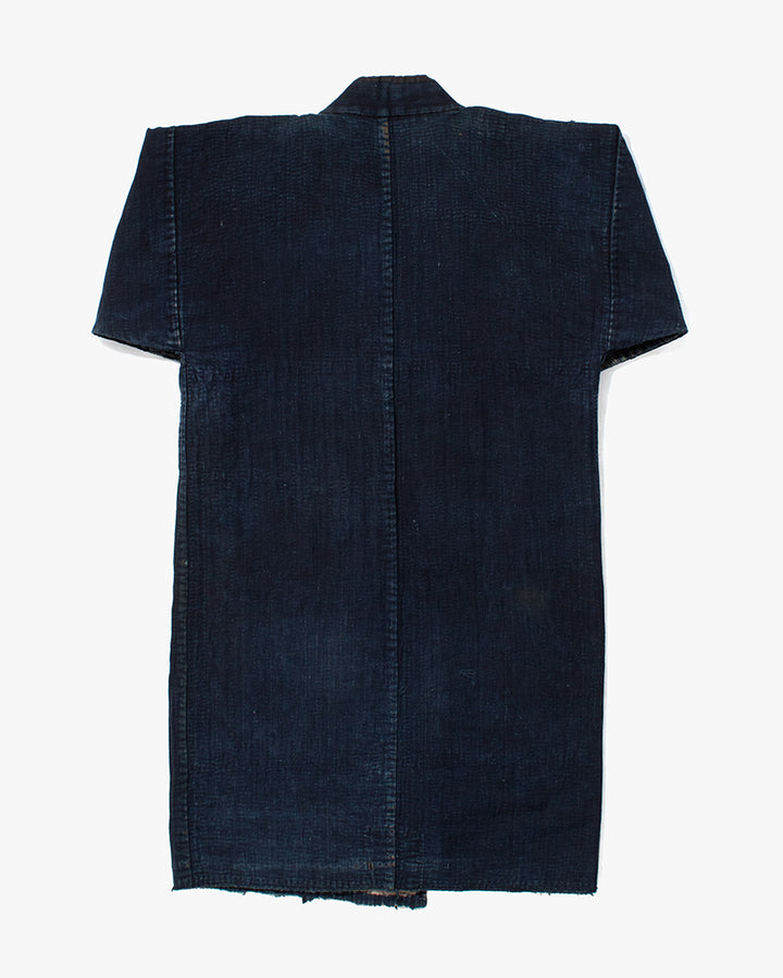 Vintage Noragi Jacket, Fully Sashiko Stitched, Indigo with Striped Sleeves