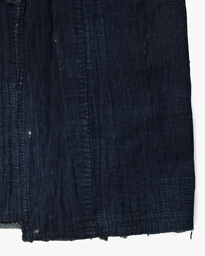 Vintage Noragi Jacket, Fully Sashiko Stitched, Indigo with Striped Sleeves