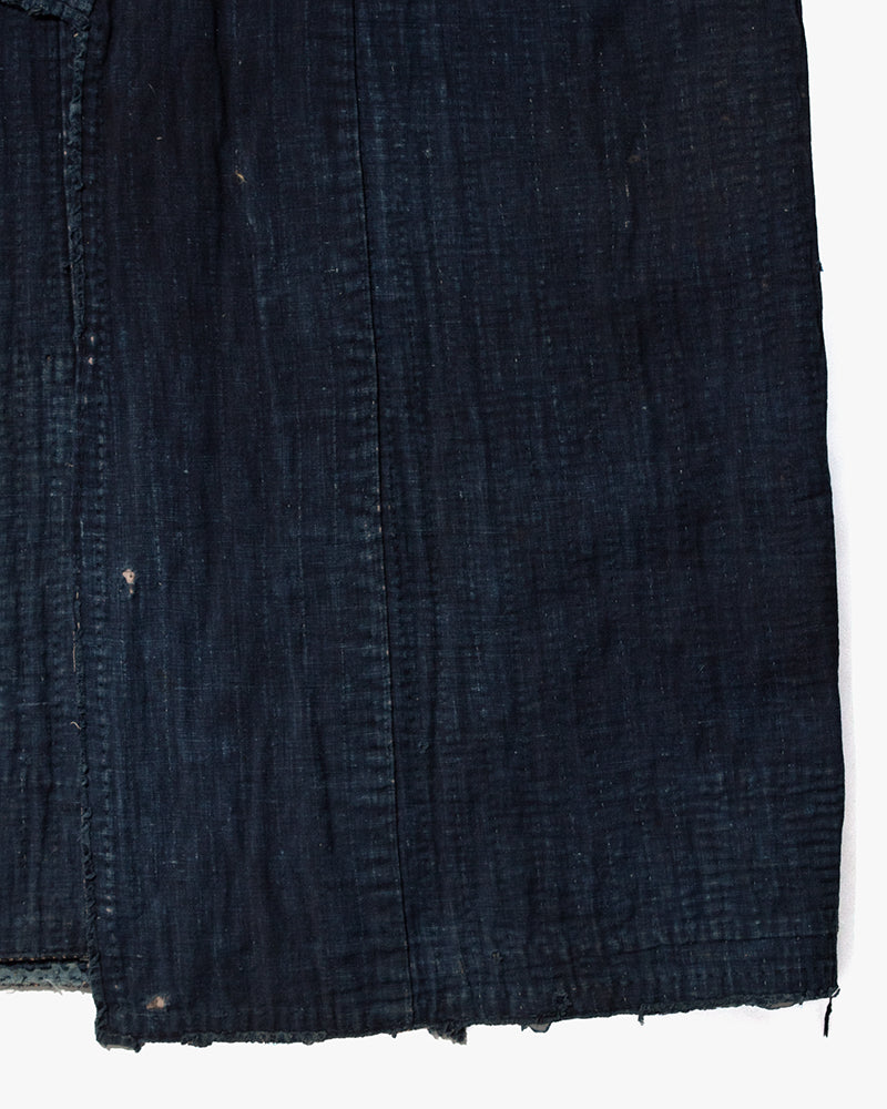 Vintage Noragi Jacket, Fully Sashiko Stitched, Indigo with Striped Sleeves