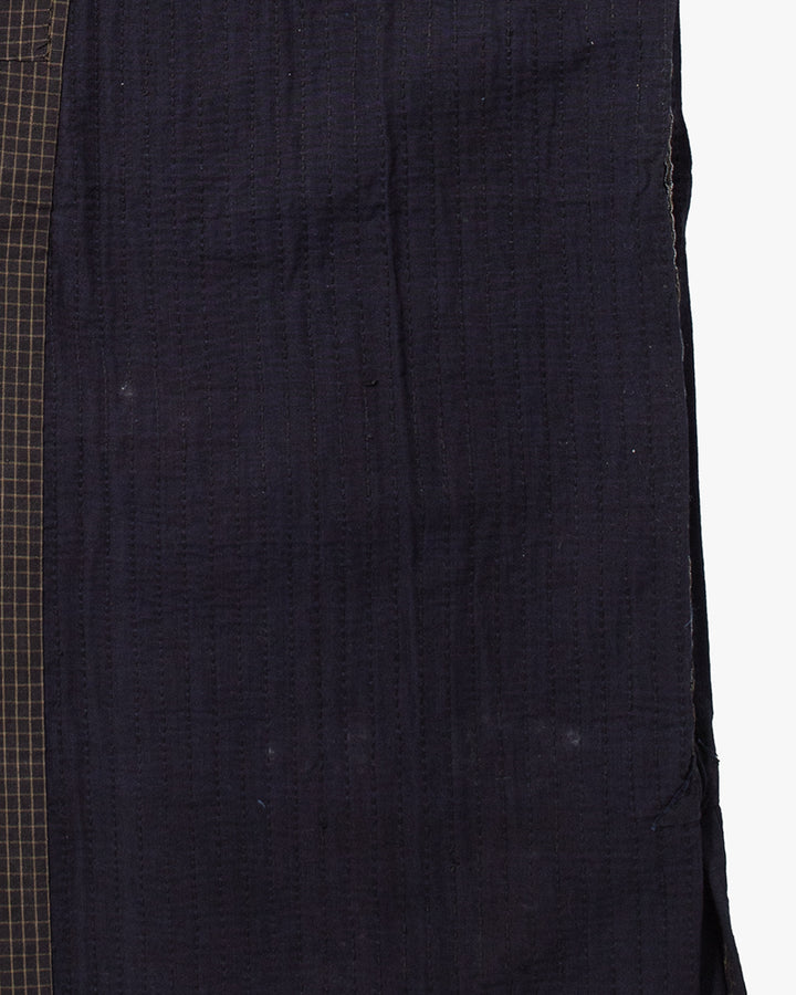 Vintage Noragi Jacket, Partially Sashiko Stitched, Indigo with Grid