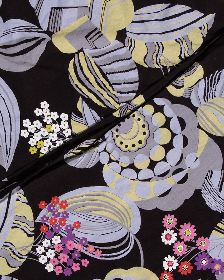 Kiriko Original Scarf, Kiji, Yukata, Black Small Flowers