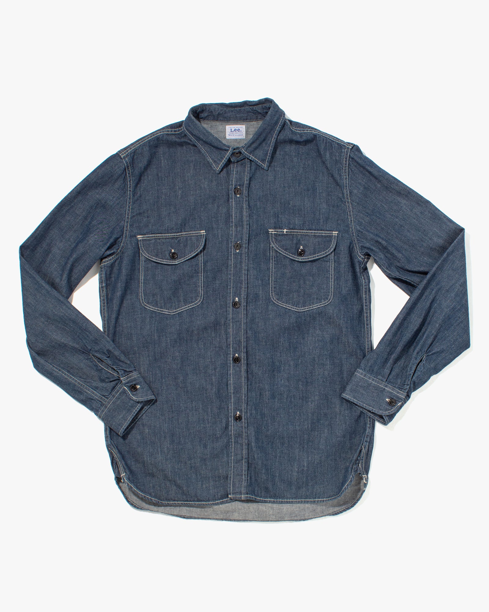 Japanese Repro Denim Shirt, Lee, White Contrasting Stitch - XL