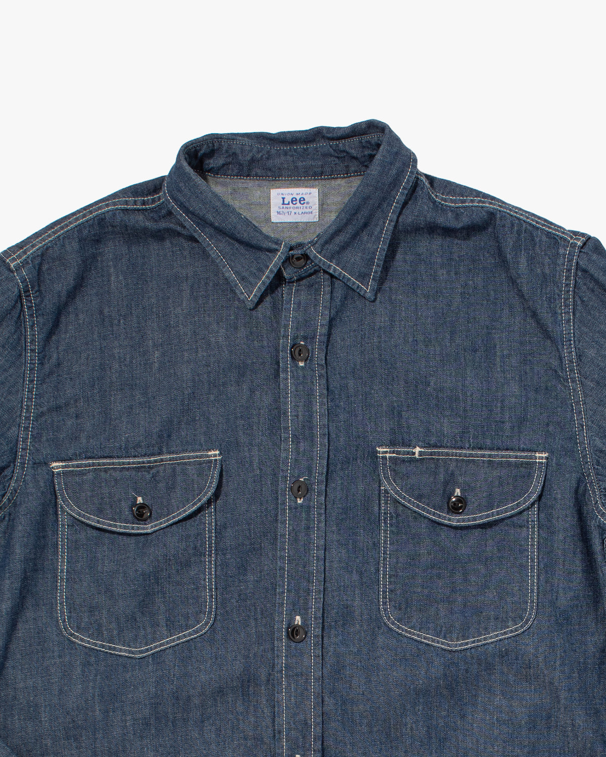 Japanese Repro Denim Shirt, Lee, White Contrasting Stitch - XL