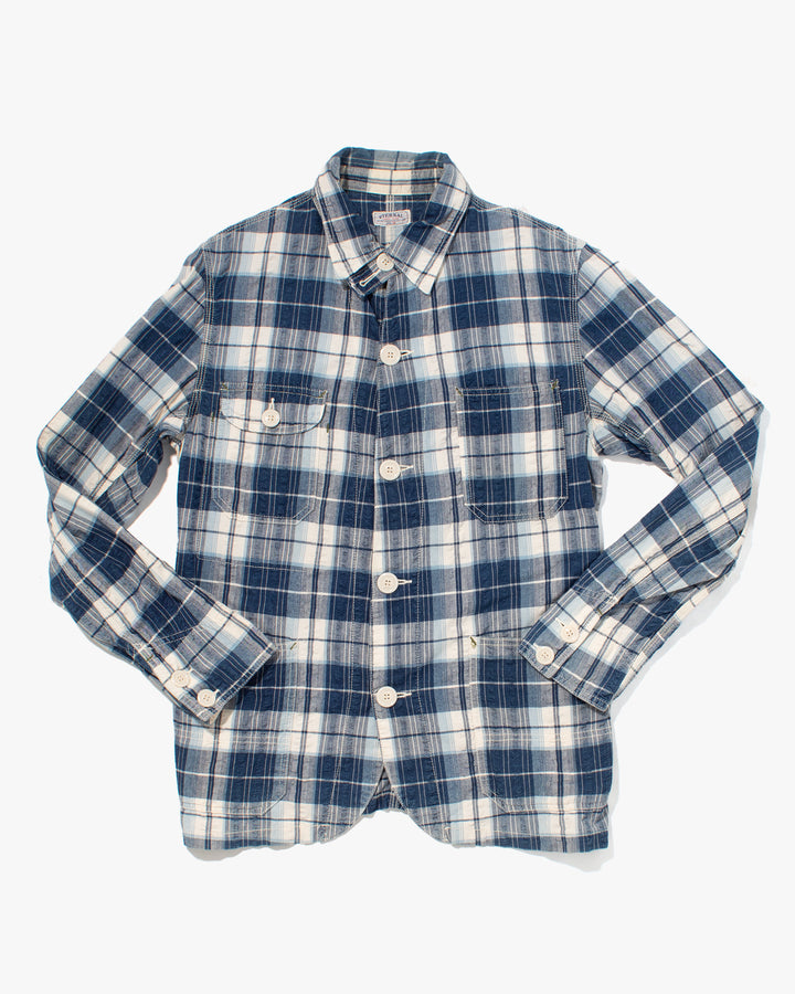 Japanese Repro Button Up Shirt, Eternal, Blue and White Plaid - M