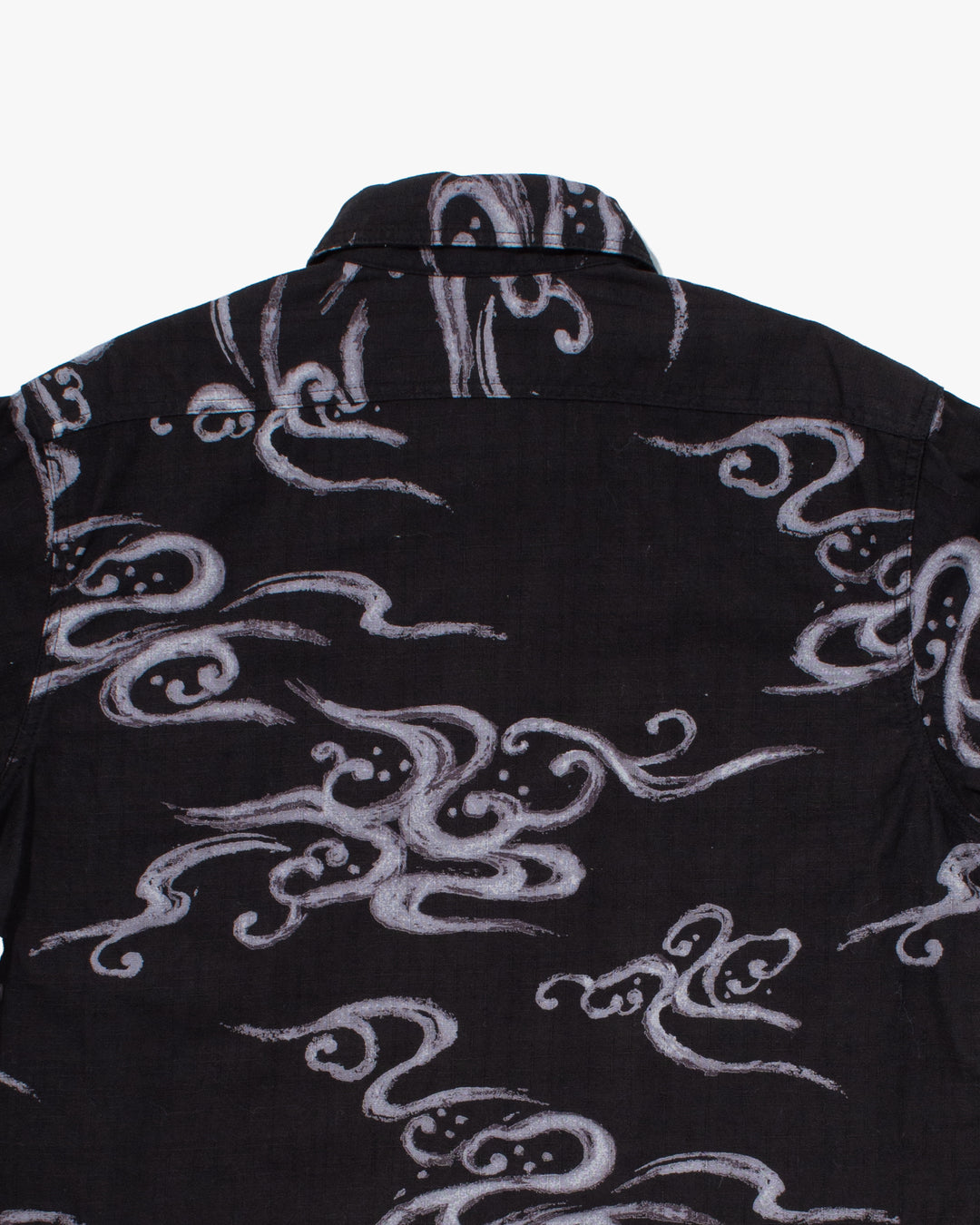 Japanese Repro Button Up Shirt, Eternal, Black with Abstract Details - M