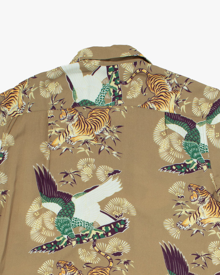 Japanese Repro, Short Sleeve Aloha Shirt, Non Stock, Tigers and Eagles - M