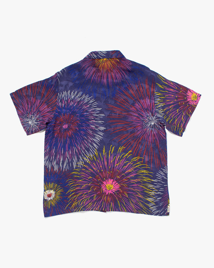 Japanese Repro, Short Sleeve Aloha Shirt, Japanese Classic Script, Fireworks - L