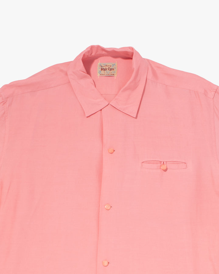 Japanese Repro Button Up Shirt, Style Eyes, Pink - L