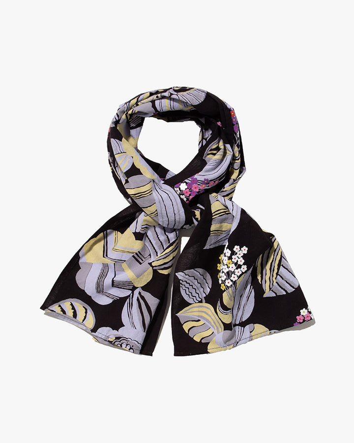 Kiriko Original Scarf, Kiji, Yukata, Black Small Flowers
