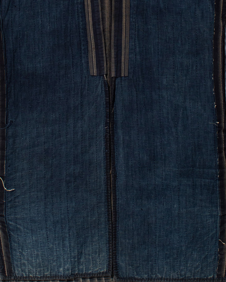 Vintage Noragi Jacket, Fully Sashiko Stitched, Multi-Stripe Faded Indigo