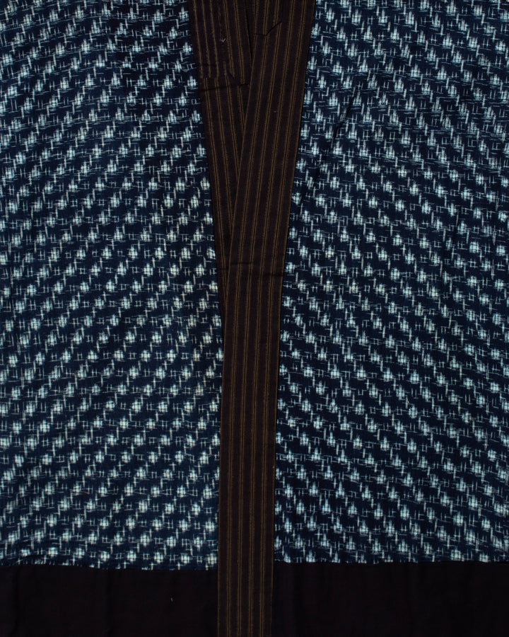 Vintage Noragi Jacket, Fully Sashiko Stitched, Yellow Stripe and Kasuri