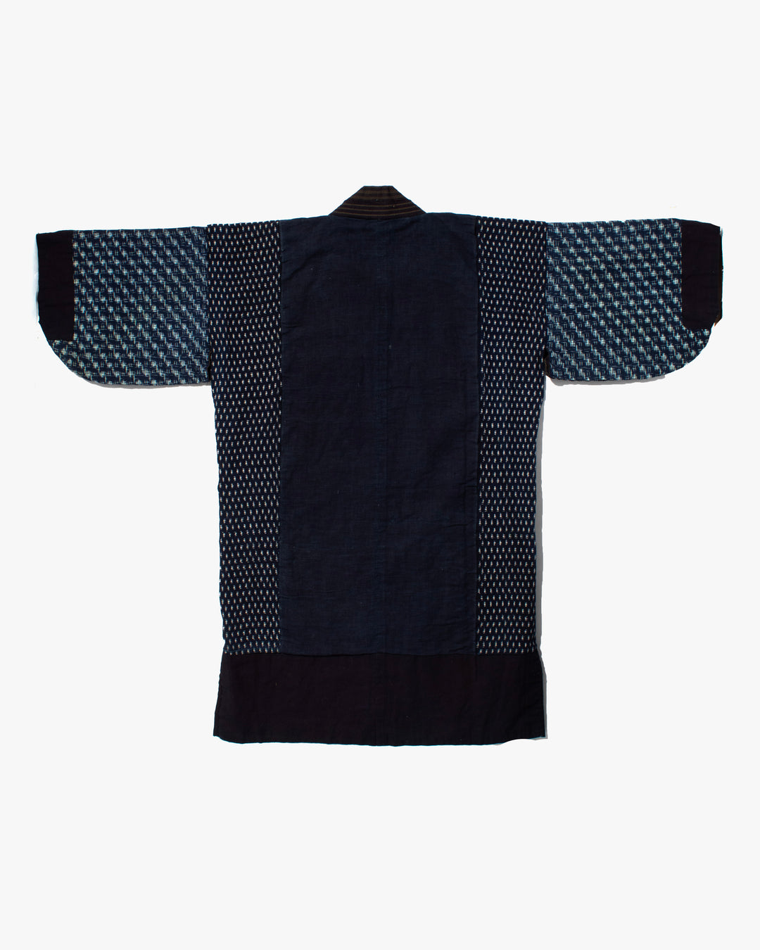 Vintage Noragi Jacket, Fully Sashiko Stitched, Yellow Stripe and Kasuri