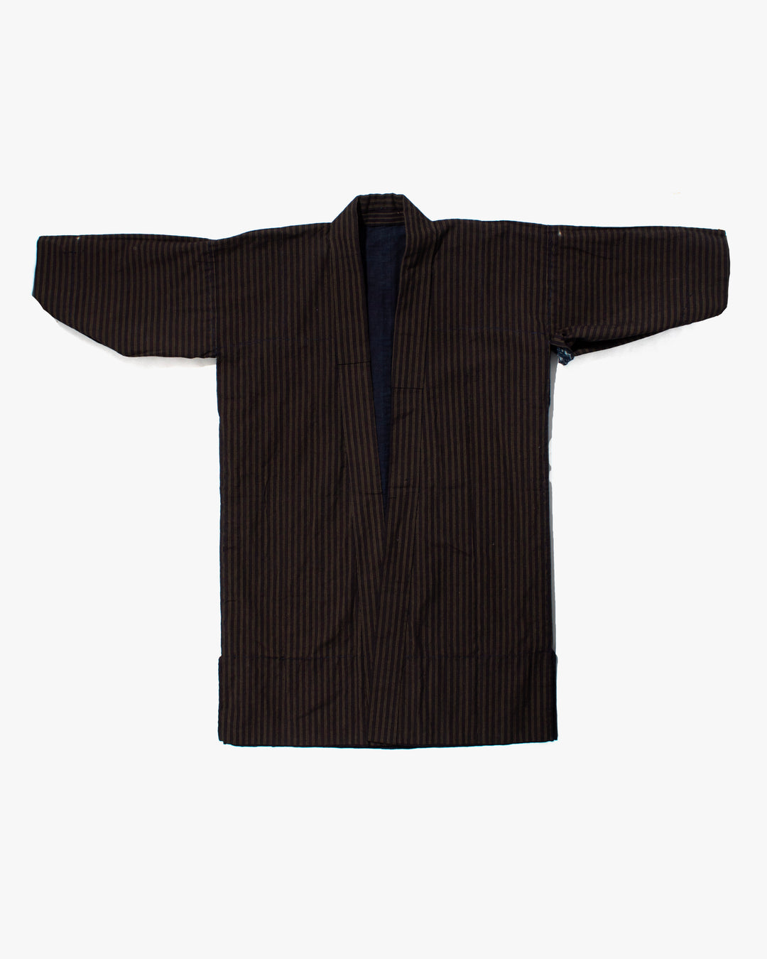 Vintage Noragi Jacket, Fully Sashiko Stitched, Yellow Stripe and Kasuri