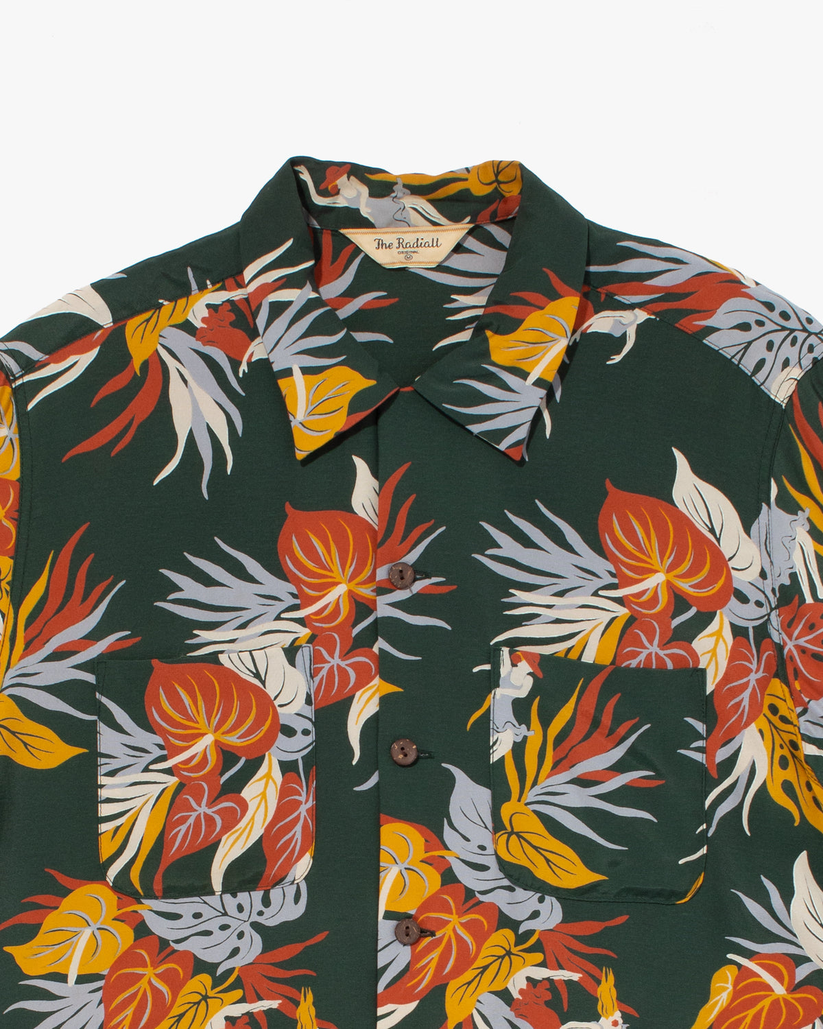 Japanese Repro, Long Sleeve Aloha Shirt, Radiall, Green with Multi Botanical - M