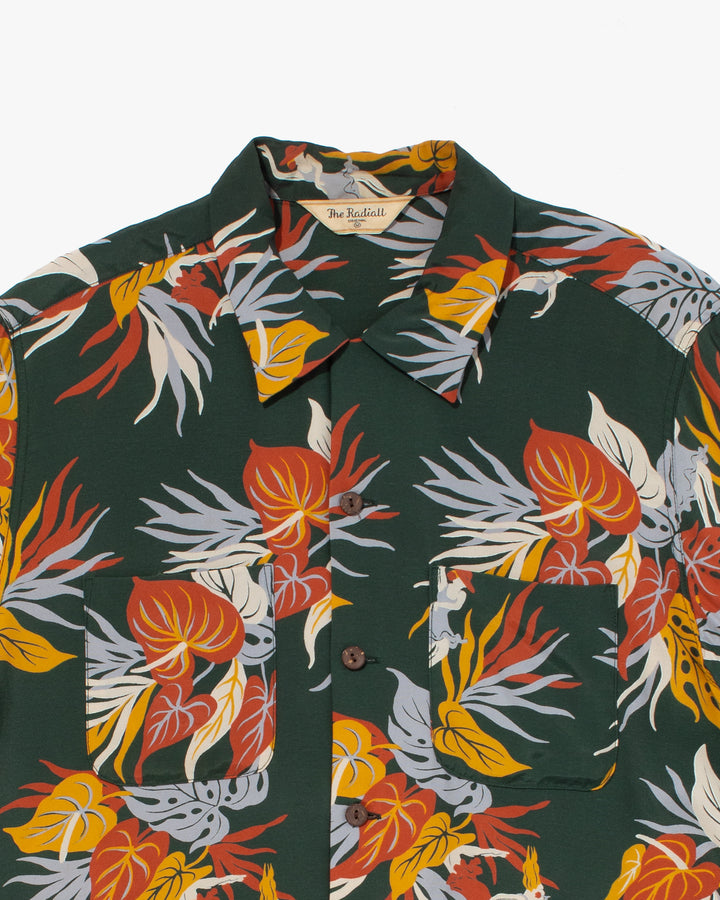 Japanese Repro, Long Sleeve Aloha Shirt, Radiall, Green with Multi Botanical - M