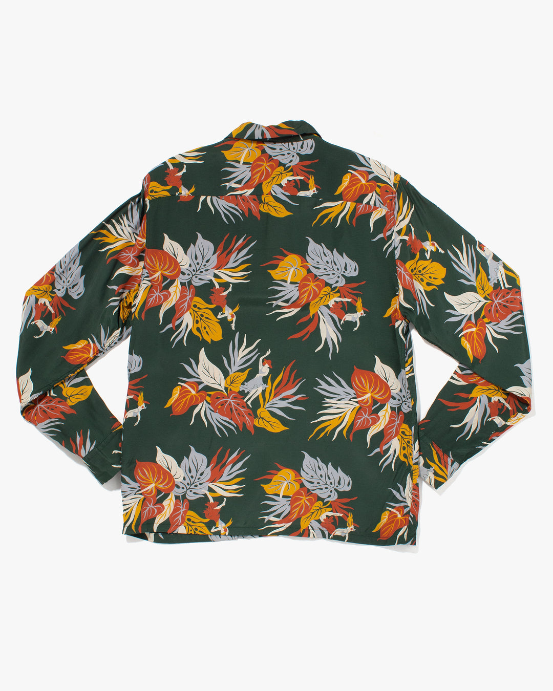 Japanese Repro, Long Sleeve Aloha Shirt, Radiall, Green with Multi Botanical - M