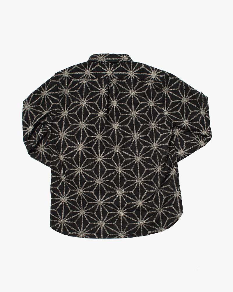 Kiriko Original Button-Up Shirt, Long Sleeve, Black Asanoha
