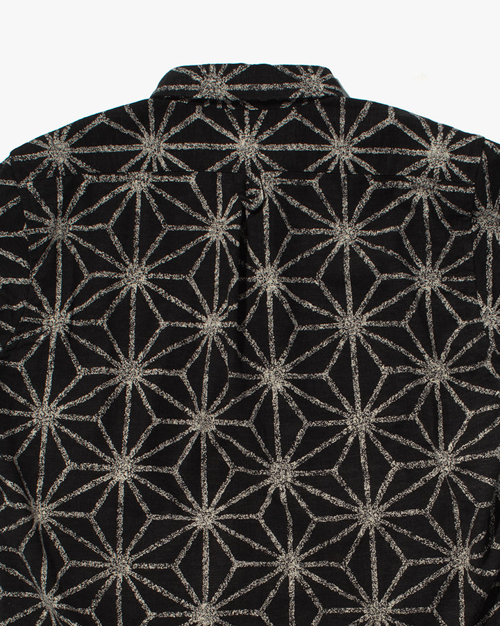 Kiriko Original Button-Up Shirt, Long Sleeve, Black Asanoha