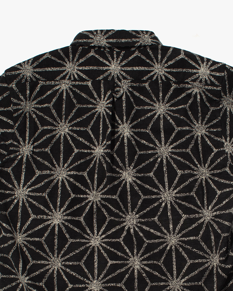 Kiriko Original Button-Up Shirt, Long Sleeve, Black Asanoha