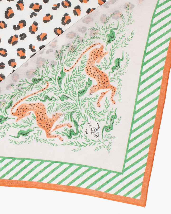 Debby Co., Scarf, Maison Blanche Collection, Leopard With Green and Orange