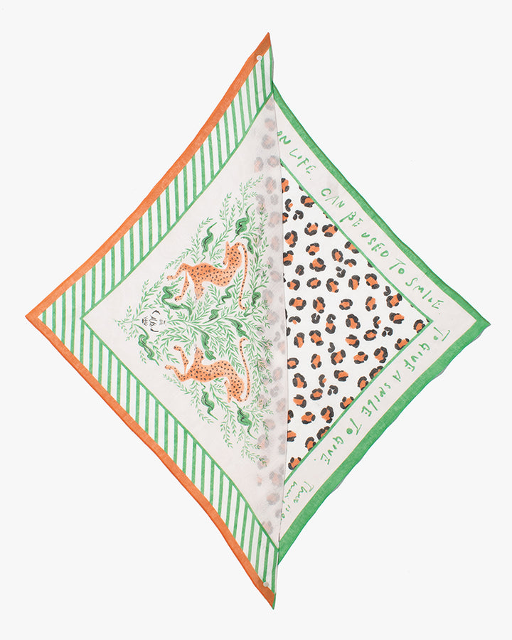 Debby Co., Scarf, Maison Blanche Collection, Leopard With Green and Orange