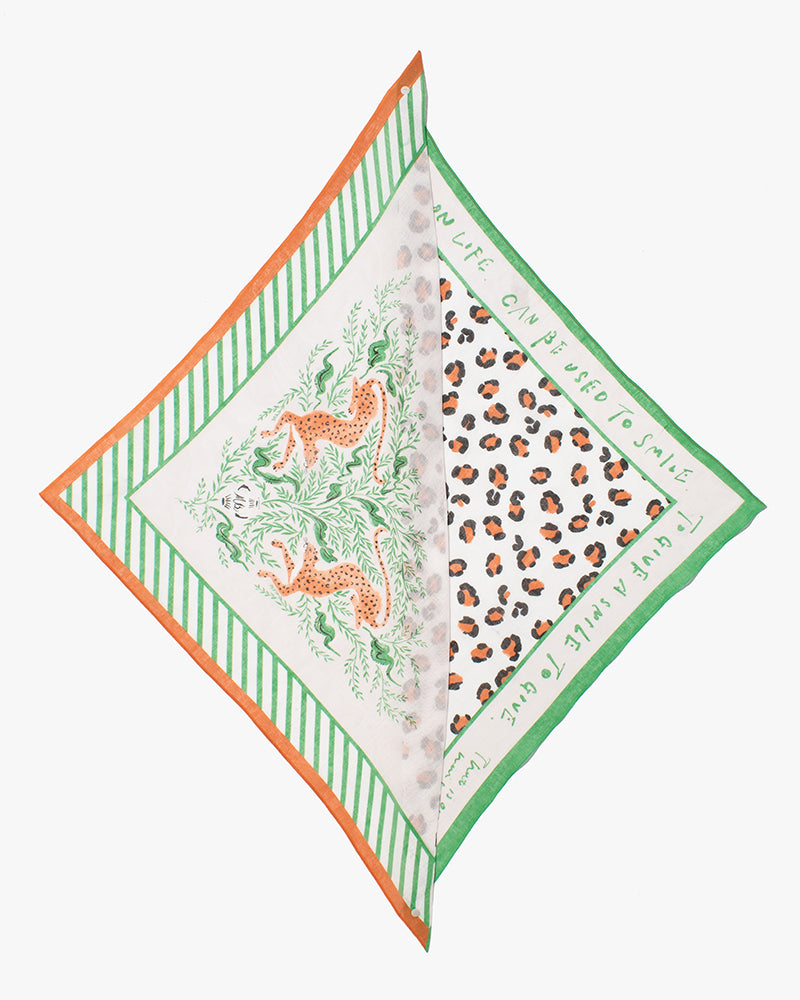 Debby Co., Scarf, Maison Blanche Collection, Leopard With Green and Orange