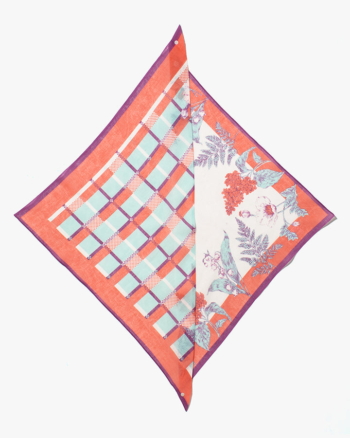 Debby Co., Scarf, Maison Blanche Collection, Coral Botanical Check