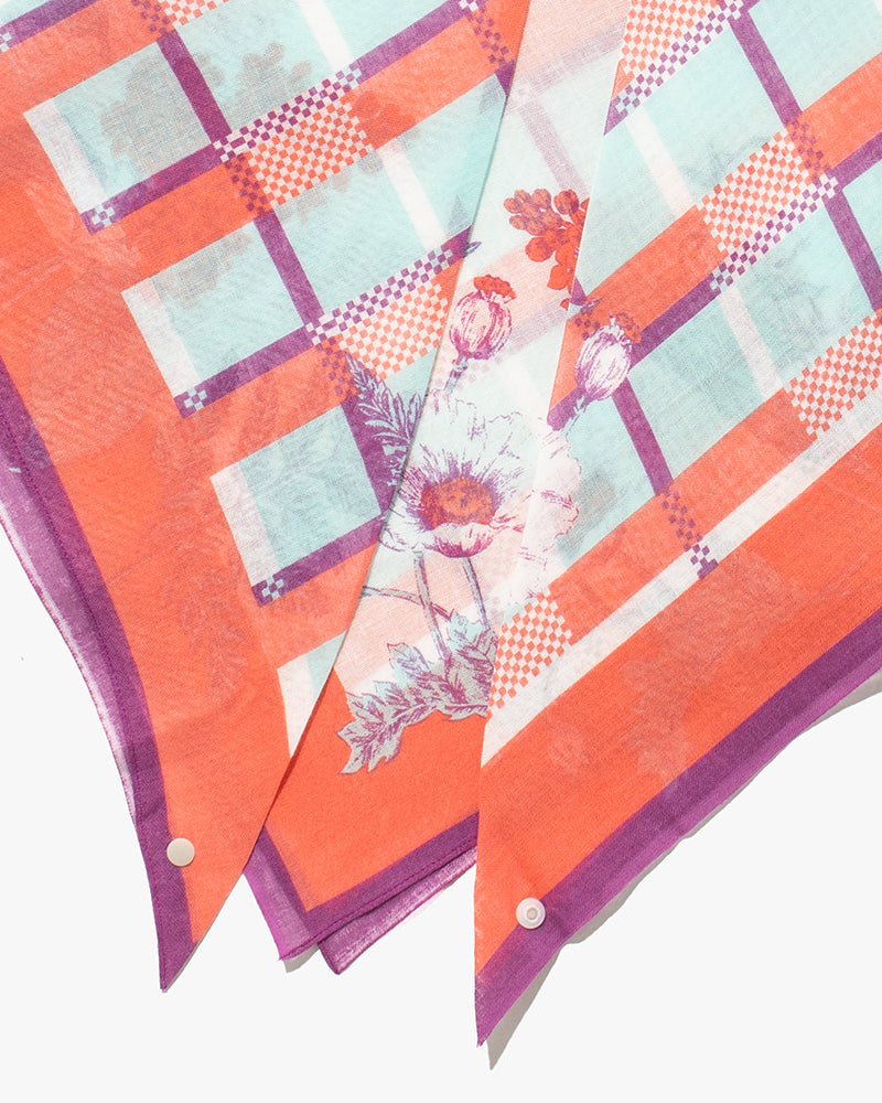 Debby Co., Scarf, Maison Blanche Collection, Coral Botanical Check