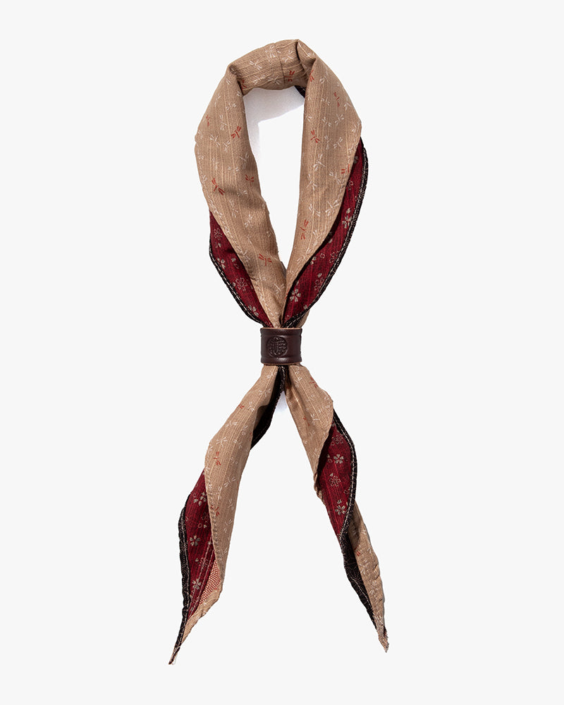 Kiriko Original Split Neckerchief, Black Dotted Asanoha and Beige Tonbo