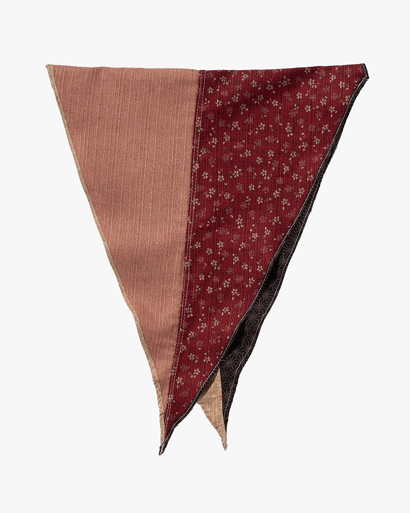 Kiriko Original Split Neckerchief, Black Dotted Asanoha and Beige Tonbo