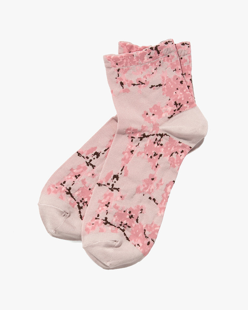 Debby Co., Crew Socks, Andé Collection, Pink Branches