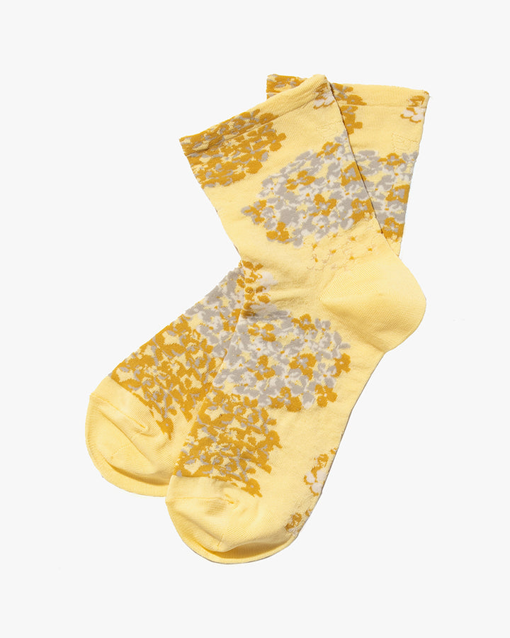 Debby Co., Crew Socks, Andé Collection, Yellow Hydrangea