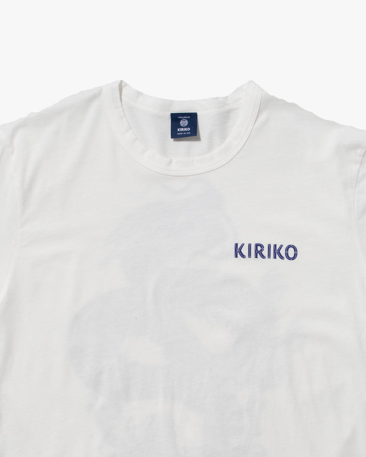 Kiriko Original Tee, 6 oz Cotton, White with Blue Gradient Koi-Dragon
