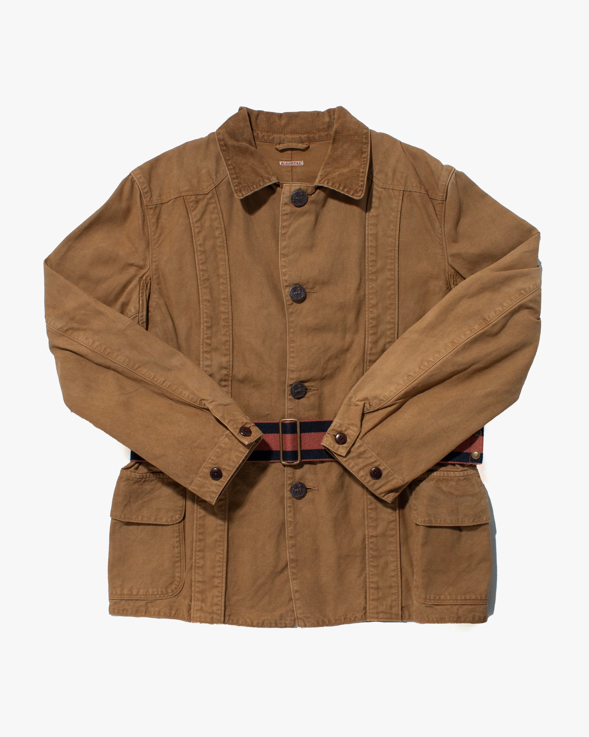 KAPITAL キャピタル ストライプ ジプシー ジャケット Japanese Repro Jacket, Kapital, Tan with Striped Belt - L – Kiriko