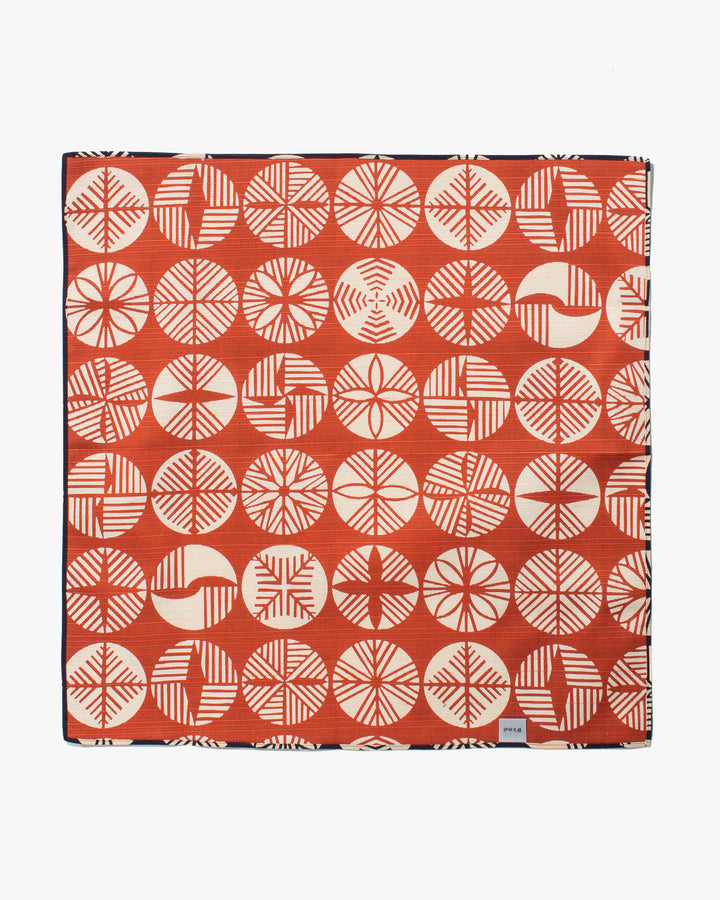 Modern Furoshiki, Musubi, Reversible, Isa Monyo, Pine, Dark Navy/Burnt Orange, 19" x 19"