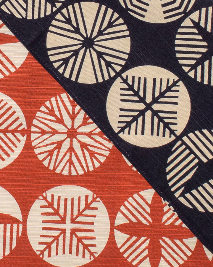 Modern Furoshiki, Musubi, Reversible, Isa Monyo, Pine, Dark Navy/Burnt Orange, 19" x 19"