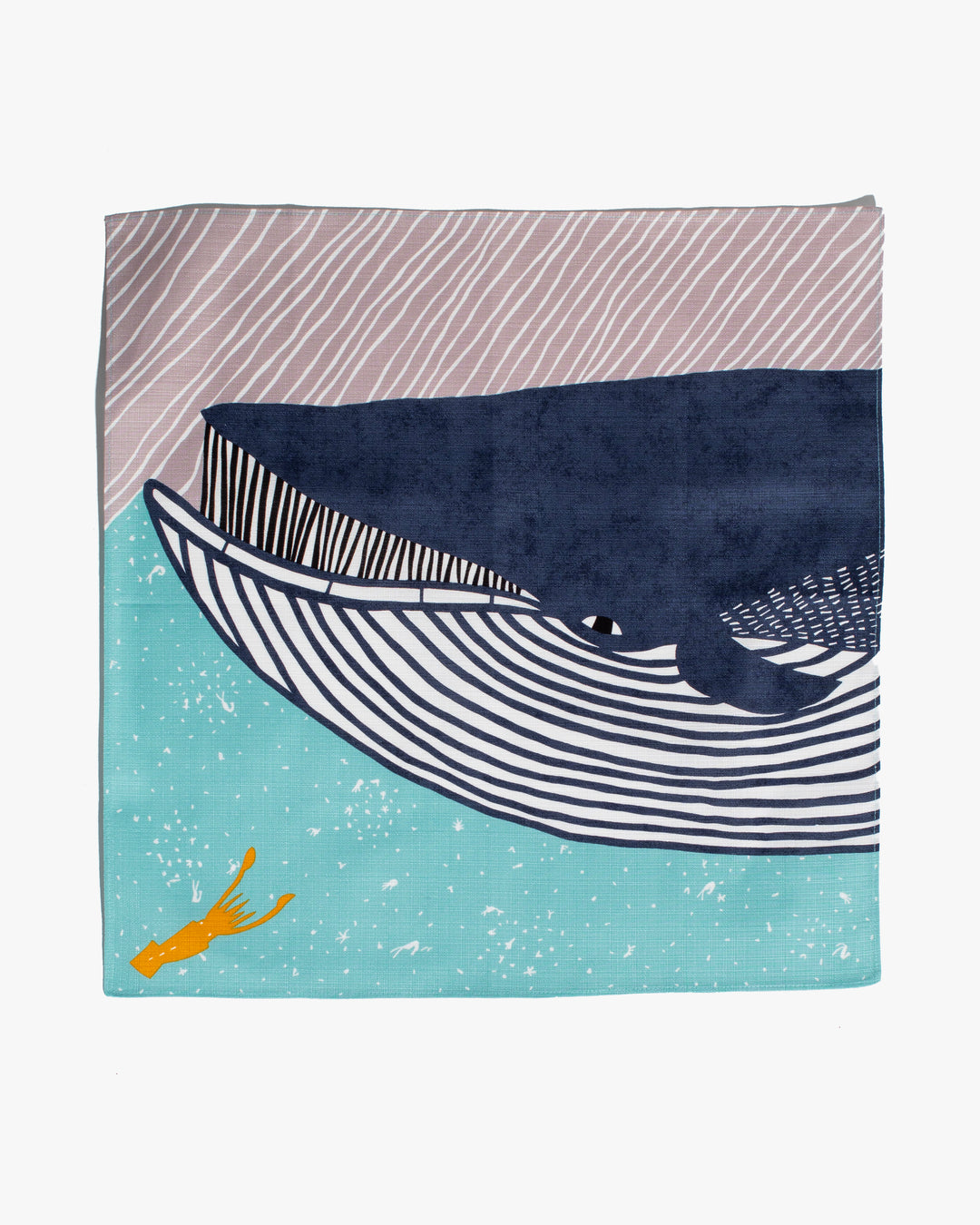 Modern Furoshiki, Musubi, Kata Kata, Whale, Blue 19.5" x 19.5"